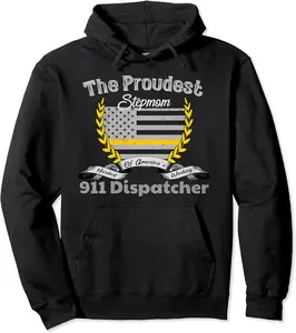 911 Dispatcher Apparel Proud Stepmom Thin Gold Line Pullover Hoodie - Parisbus Shop 39B0BR68GRSD