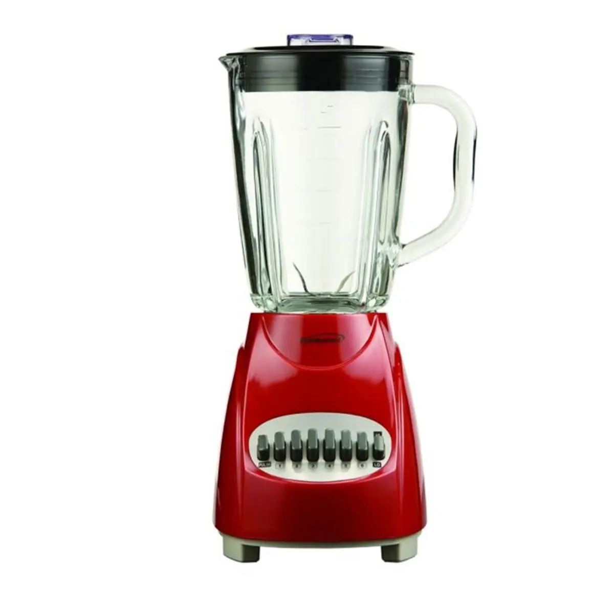 Brentwood JB920R 12-Speed Variable Kitchen Blender - Red, BPA-Free Glass Jar, Ice-Crushing Feature, Non-Skid Base