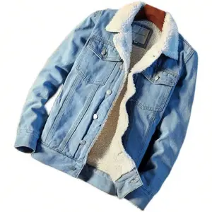 Men's Winter New Solid Color Velvet Neck Thickened With Velvet Simple Warm Cowboy Jacket Brand Men's Winter Lamb Velvet Jacket