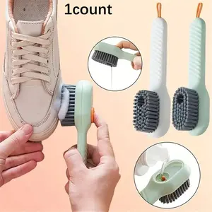 Shoe Brush with Liquid Holder, 1 Count Multifunctional Press Type Cleaning Tool for Household Shoe Washing, Easy to Use, Space-saving Design