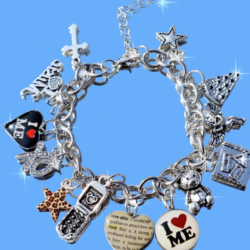 Vintage Heart Charm Bracelet, Leopard Print Star Bracelet, Angel Cross Bracelet, Retro Bear Phone Strap, Letter Xoxo Charm Bracelet, Bracelet Jewelry