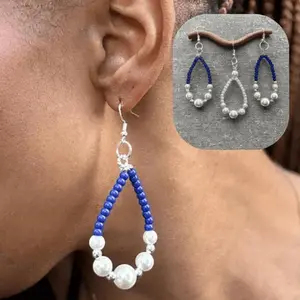 Oval Beaded and Pearl Earrings