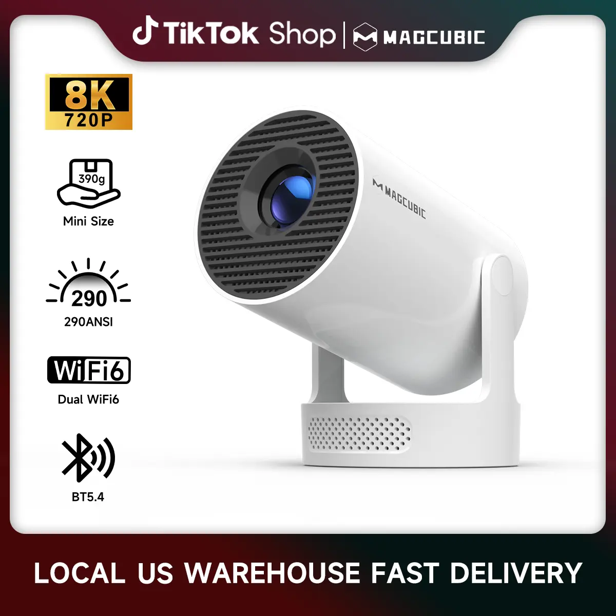 [US warehouse] Magcubic HY300Pro+ 290ANSI Projector Android 14 BT5.4 WIFI6 8K 4K Decode Native 1280*720P 0.8:1 Throw Ratio Built-in Speaker & Appstore Allwinner H726 Home Cinema Mini Smart Portable Upgraded HY300Pro #SummerFinds #DealsForYouDays