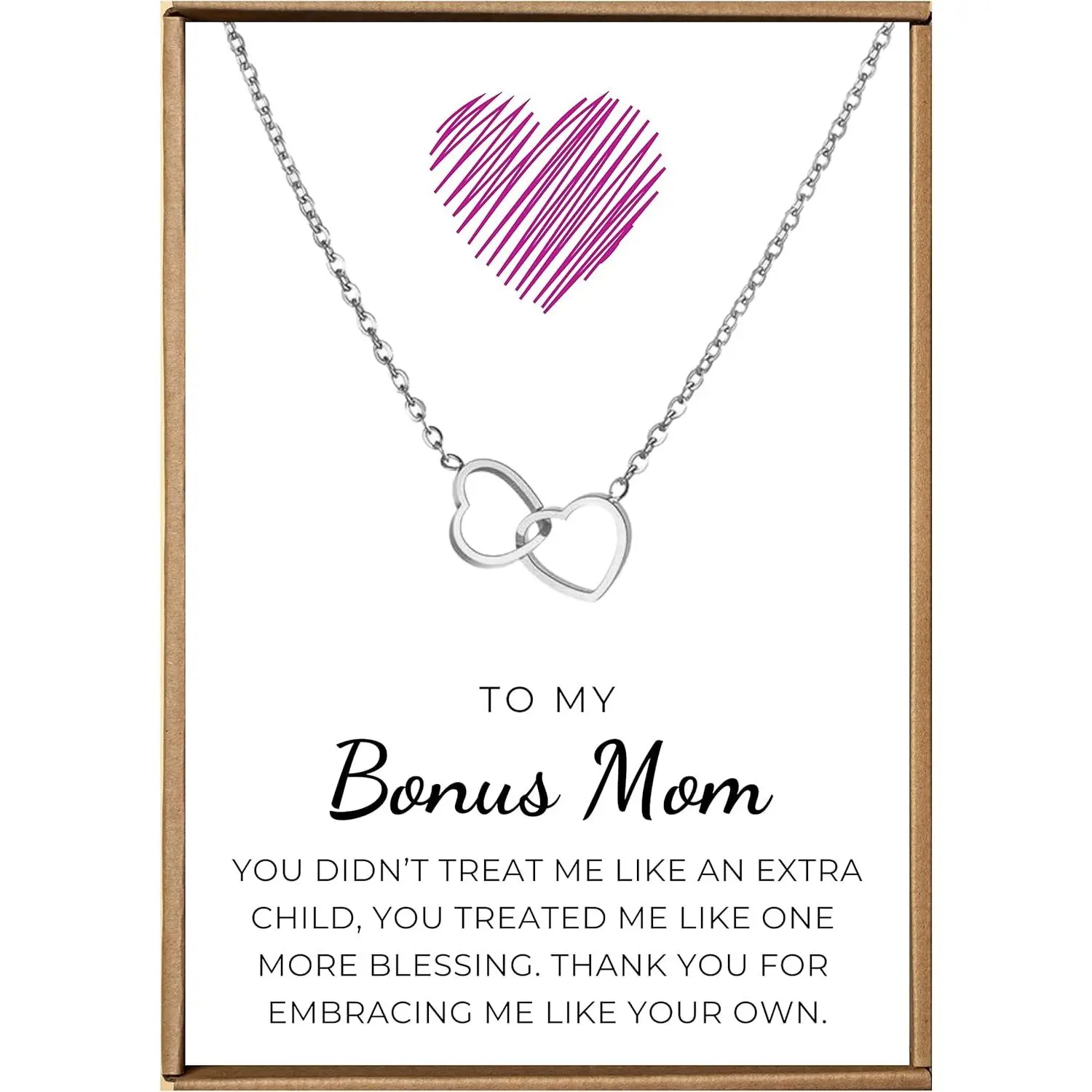 Personal Card To my Bonus mom necklace, Bonus mom gifts, Stepmom gifts from from stepdaughter and stepson, Step Mothers day gift