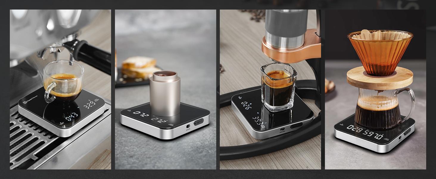 Maestri House Rechargeable Kitchen Scale, Portable Coffee Scale Digital Smart Food Scale,2kg/0.1g Accurate Glass Scale for Espresso Measuring Utensils