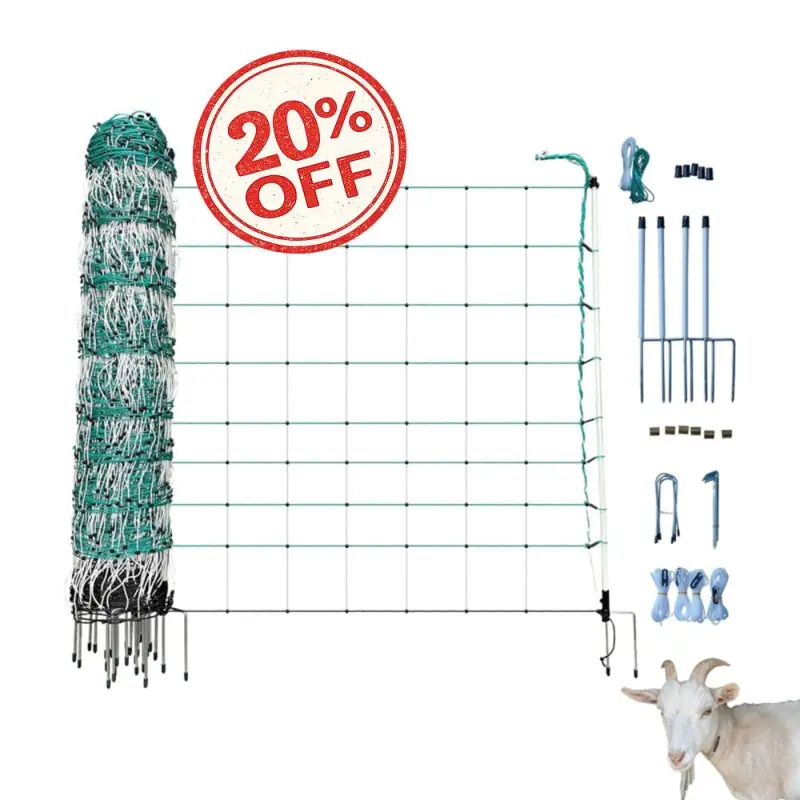 RentACoop Electric Anti-Predator Goat Fence - Suitable for Goats and Larger Animals - Energizer Not Included - 168" L x 42" H