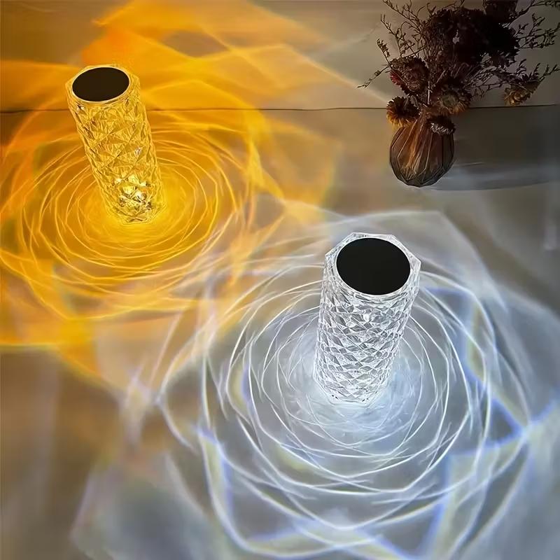 Rose Atmosphere Table Lamp Bedroom Bedside Table Lamp Touch Charging Creative Night Light Three-tone Dimming Color Colorful Remote Control Touch Switch Brightness Can Be Adjusted Freely crystal