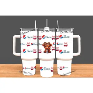 Pepsi Tumbler, 40oz Tumbler, Coquette Design, Christmas Gift, 40oz Stainless Steel, Tumbler with Handle, Soda Design, Perfect Gift