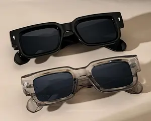 Christmas Gift Retro Square Sunglasses 2-Pack for Men & Women Black & Transparent Frames UV400 Protection Y2K Trendy Style for Summer Beach Travel & Streetwear Matte Gradient summer  sunglasses vintage casual sunglass Sunglassesmen