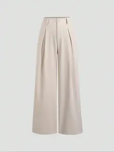 Women's Solid Color Wide Leg Pants, Casual Comfy Pants for Daily Wear, Ladies Bottoms for All Seasons, Wide Legged Pants, Loose Legged Pants