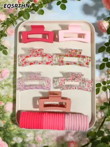 37 pieces strawberry sweetheart powder hair accessories set, lovely strawberry, floral pattern. Matte square grip clip, printed transparent grip clip and high elastic hair rope, grip clip texture delicate and stable, hair rope elastic not stringing hair,
