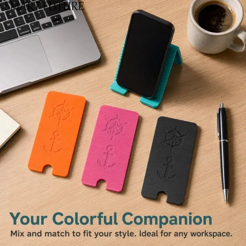 Folding Silicone Cellphone Holder, Portable Multi-Angle Desktop Stand & Mount, Flexible Electronics Accessories for Phones & Tablets