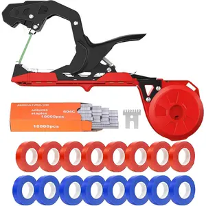 Upgraded  Tying Machine,  Tying Tape Tool to Tie Up Vine Quickly for Climbing  Grapes Raspberries Tomatoes and Vining Vegetables  Garden Tape Tool with Tapes Staples (Red)