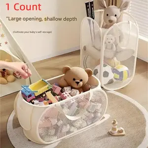 Large Capacity Toy Storage Basket, Transparent Fabric Organizer Box with Compartments, Ideal for Living Room Game Room Bedroom