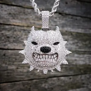 Iced Out Simulated Diamond Pitbull Necklace