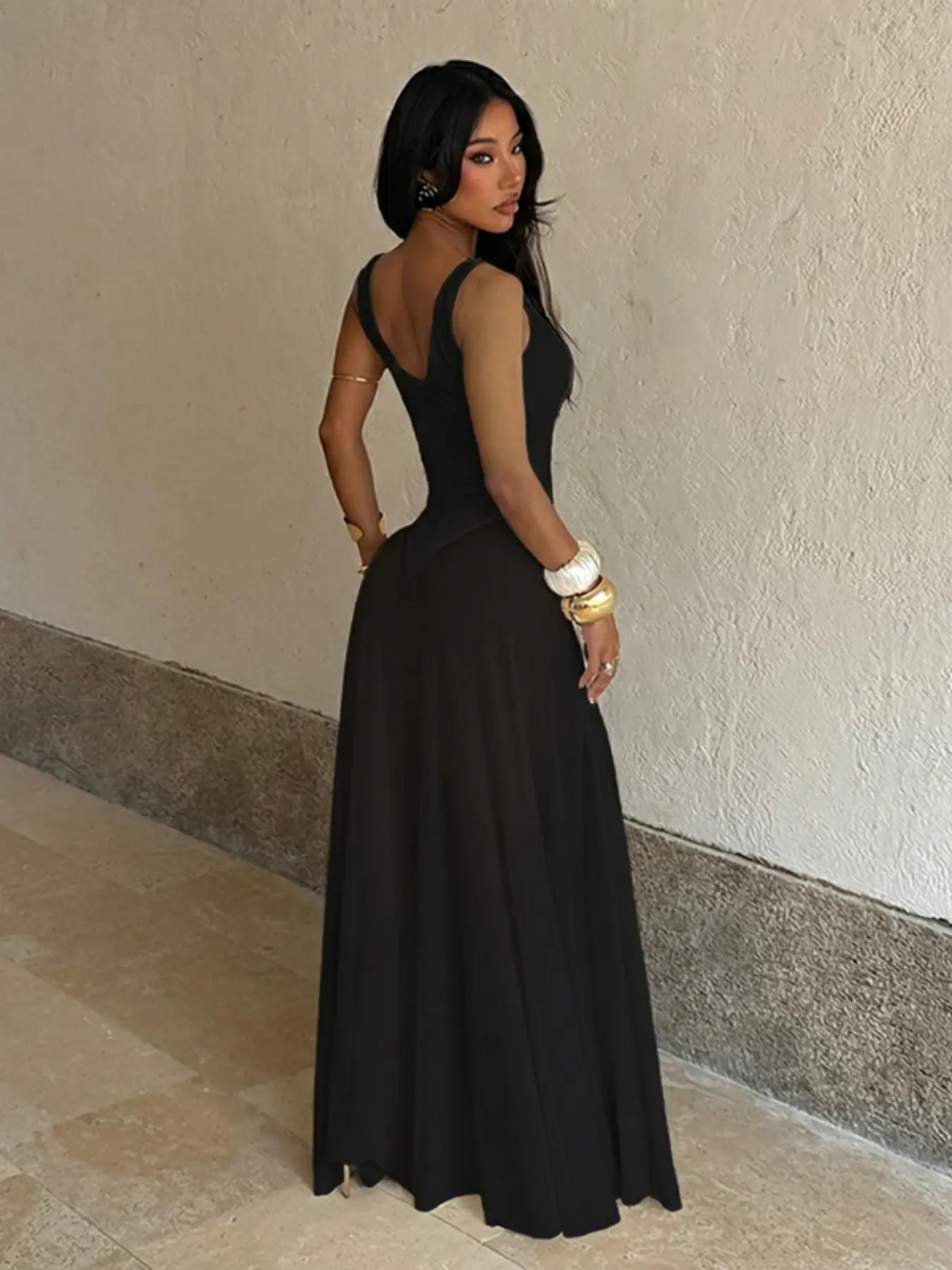 Women's Plain Deep V Neck Tulle Cami Dress, Elegant Sleeveless Maxi Dress  for Evening Party Holiday Wedding Guest Formal Wear, Ladies Summer Clothes,  Brunch Dresses - TikTok Shop