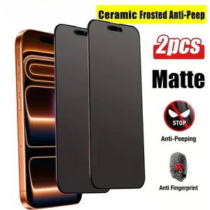 2pcsPrivacy Matte Anti-Peep Tempered Glass Film Protector Set, Compatible with iPhone 11/12/13/14/15/16/17 Pro Max & Plus, 9H Hardness Tempered Glass, Anti-Spy Protection, Hydrophobic Nano Coating, Full Screen Coverage, Anti-Fingerprint