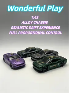 1:43 Scale 4WD Mini Drift Remote Control Car - Kids' Rechargeable Dual Tires, High-Speed Classic Legends, 2.4GHz Proportional Control, Adjustable Underglow Lights, USB Charging, Batteries Built-In, Desktop Toy, Birthday Gift