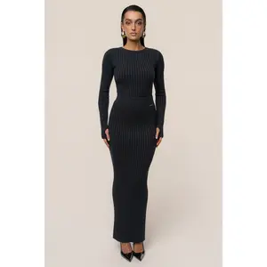 Black Soft Reset Ribbed Skirt