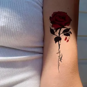 Dark Romantic Rose Tattoo Sticker, Waterproof Natural Safe Non-Toxic Long-Lasting, Arm Collarbone Leg Tattoos, Perfect for Dating