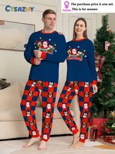 Men's Christmas Long Sleeve Pajama Set, Tree, Socks & Stars Print - Crew Neck Two-piece Loungewear, Christmas Family Pajama Set, Christmas Couple Pajama Set, Family Pajama Set, Couple Christmas Pajama Set, Christmas Family Package Pajama Set