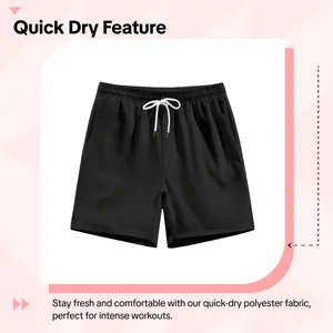 5 Pack Black, Beige, Navy, Green, Gray Men's Casual Loose Athletic Quick Dry Shorts With Elastic Waistband And Drawstring, Fitness Training Shorts With Pockets, Men's Lightweight Athletic Running Shorts