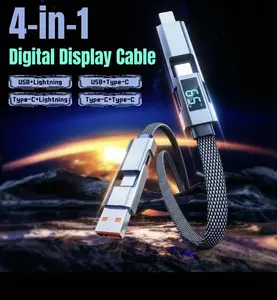 65W 4-in-1 USB-C PD 5A Fast Charging Data Sync Cable, Aluminum, Compatible with iPhone 16/15, iPad, Samsung, Laptops, Smartphones, Cellphones & Other Electronic Devices,summerwins summerwins