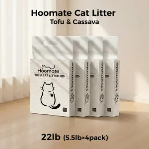 Hoomate Spring Fresh Tofu & Cassava Cat Litter 5.5lb 4-Pack Coconut Carbon Odor Control Dust-Free Fast-Clumping Lightweight