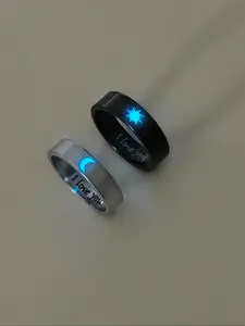 Cute Couple Rings Set, 2 Pieces Sun Moon Design, Dark Aesthetic Rings, Perfect Gift for Valentine's Day, Romantic Jewelry for Him & Her
