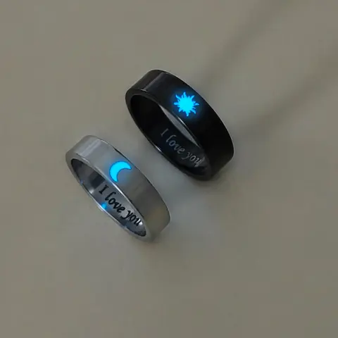Cute Couple Rings Set, Matching Rings, 2 Pieces Sun Moon Design, Dark Aesthetic Rings, Perfect Gift for Valentine's Day, Romantic Jewelry for Him & Her, Wedding Promise Rings, Steel Ring