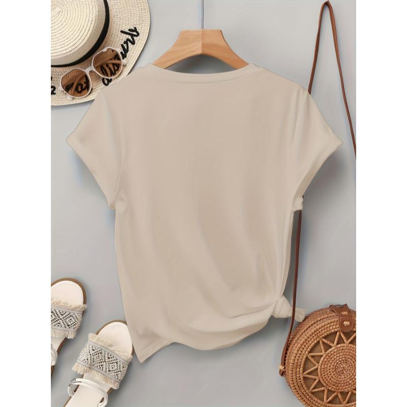 Women's Summer Casual Short Sleeve T-Shirt - Vibrant Pink Gradient Heart Print, Relaxed Fit Round Neck, Medium Stretch Breathable Fabric, Machine Washable Korean Style Top, Glitter Texture Hearts, Comfortable Fit Shirt