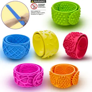 Sensory Slap Bracelets 6 Pack, Textured Silicone Stress Relief Toy, Suitable for Autism and Adhd Kids, Classroom Fidgets, Party Gifts