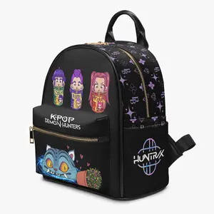 Anime Fantasy PU Leather Backpack – Black Accent Edition