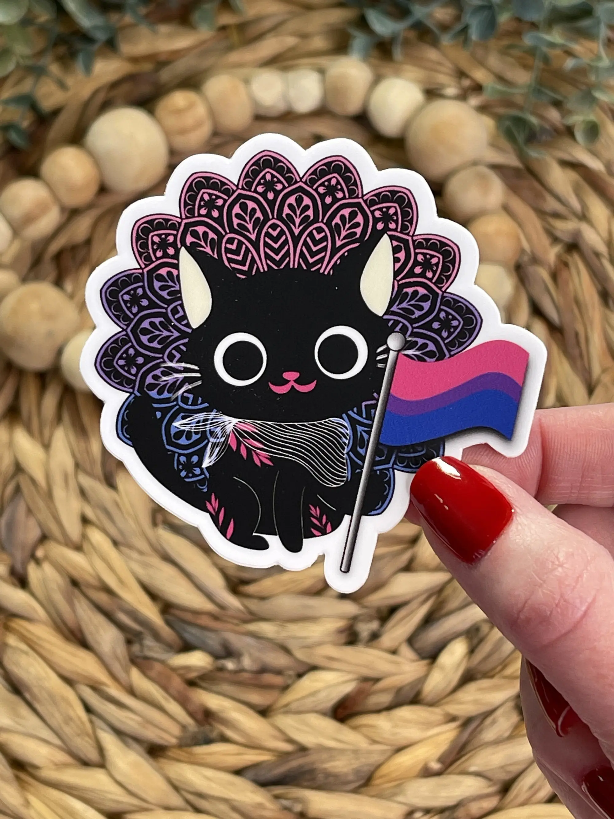 Bisexual Cat Sticker, BiSexual Pride Kitty, Cute Cat Bisexual Gay Flag, LGBT Bi Pride Sticker, Bisexual Cat Vinyl Sticker, Bisexual Cat Flag