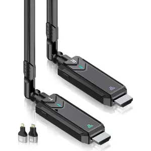 Wireless HDMI Transmitter and Receiver,400m 4K Decode 1080P Output Plug&Play 2.4G/5.8G Portable HDMI Wireless for Streaming Video and Audio to Monitor from Laptop/PC/TV Box/Projector