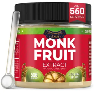 Monk Fruit Extract (25X Sweeter Than Sugar) Zero Glycemic Monk Fruit Sweetener No Erythritol (7% Mogroside V) by Transparency Foods (6oz, 1133 servings)
