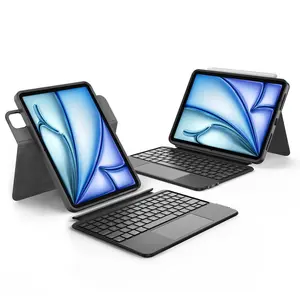 Bluetooth Keyboard Case with Precision Trackpad for iPad Air 11 inch M4 M2, iPad 10.9 11th Gen A16 10th, Pro 11 4th/3rd/2nd/1st, 360 Swivel Detachable Magnetic Folio Cover, Intuitive Shortcut Keys, Long Battery Life Type-C Fast Recharge Stand
