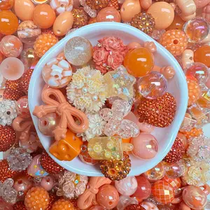 Orange Soda Mixed 16mm Acrylic/Resin/Glaze/Heavy-Crafted Mix Beads For Key/Bag Charm Car Hanger for DIY Craft Projects