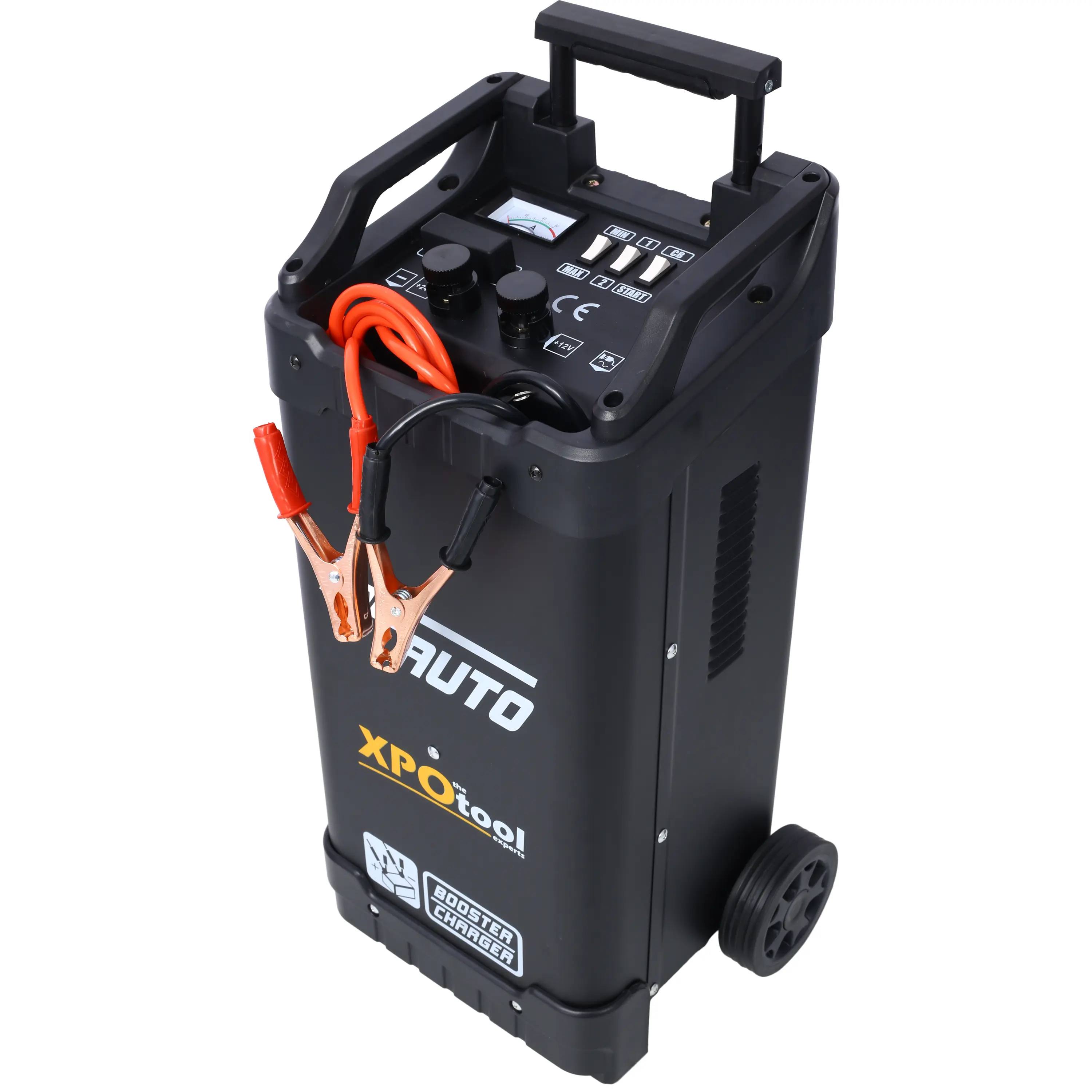Donext 12V-24V Wheeled Automotive Charger, 300A Vehicle Battery Jump Pack with Dial Display, Telescopic Handle for Car, Truck AGM Gel Batteries