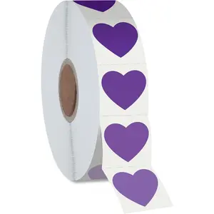1200 count Purple Heart-shaped Stickers, 10 Gradient Purple Designs Self-adhesive Labels with Perforation Line in Roll, Use for Valentine's Day,Award Charts, Teachers & Classrooms, Bookmarks (3/4" Each)