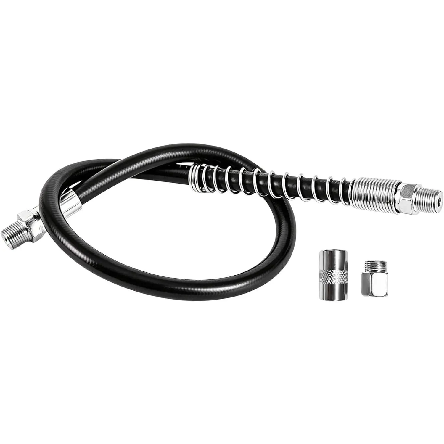 Car Grease Gun Hose, 21 Inch Resin Quick Release Grease Extension Hose with 1/8 NPT Threads, 10000 PSI High Pressure Spring Flex Tube w/Lock Coupler for Greases Guns