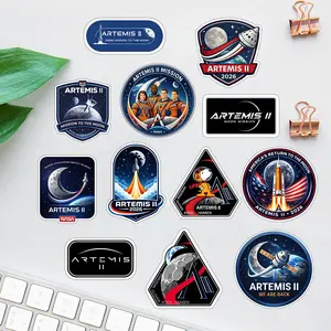 Artemis II Patch Sticker, NASA Retro Sticker, Space Logo Sticker, Waterproof Vinyl, Laptop Water Bottle Car Sticker, Gift for Space Lovers