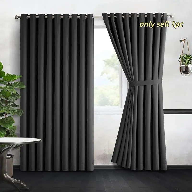 1pc Ready Made Ring Top Blackout Eyelet Curtains, Thermal Insulated, 99% Light Blocking, Privacy Curtain, Noise Reducing, Energy Efficient, Window and Door Drapes