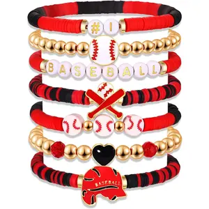 Baseball Bracelets for Women Stackable Orange Navy  Day Heishi Bracelets Preppy Friendship  Bracelet Softball Baseball  Accessories Party Favors Gifts