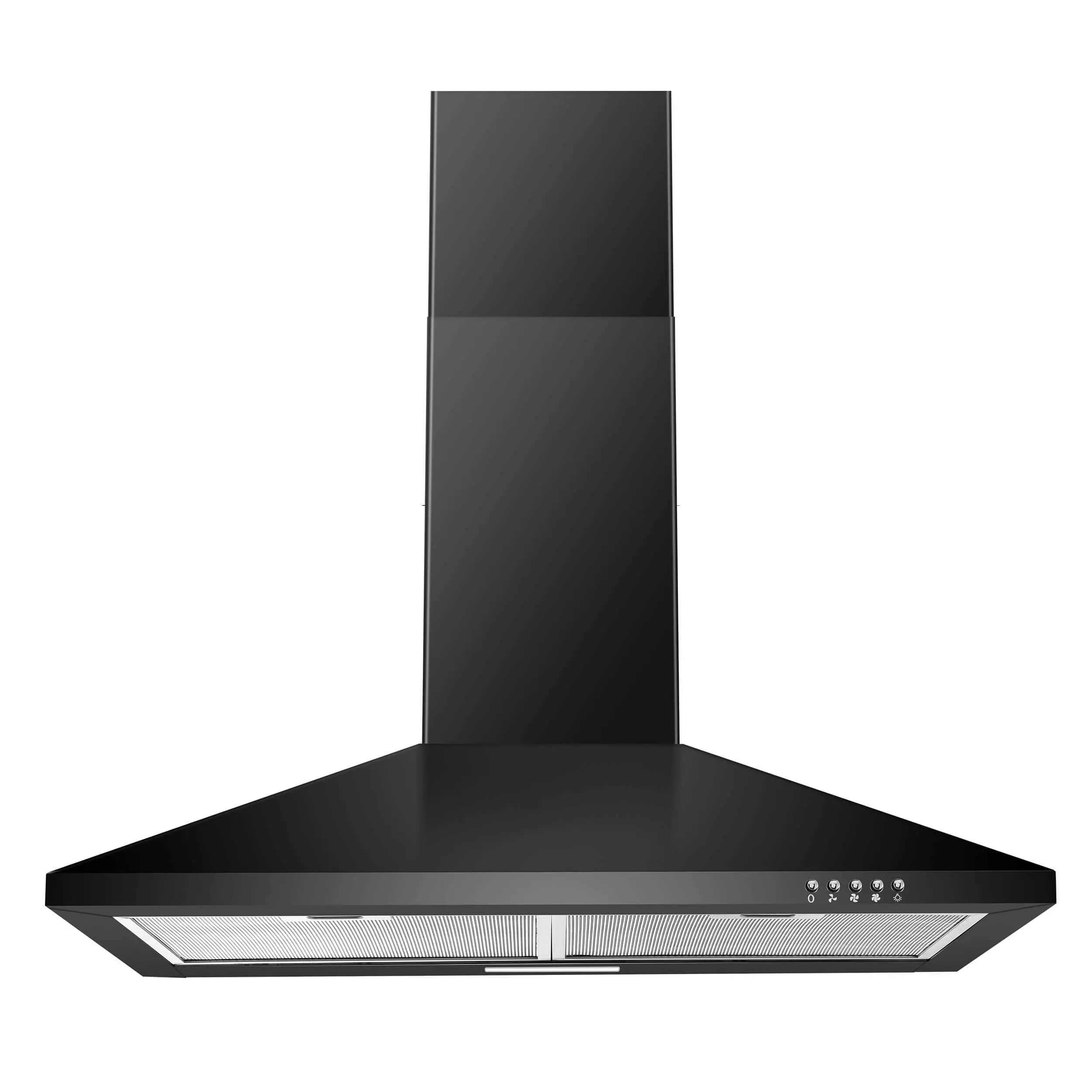 20in Black Durable Stainless Steel Wall-Mount Range Hood - Household Kitchen Appliances, Ducted/Ductless Convertible, 3-Speed, LED Light, 5-Layer Baffle Filters, Button Control, ETL Certified US1001G75BPA, 5-Layer Filters, Metal