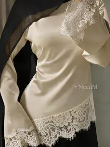 2026 New Lace Trim Satin Tie Back Blouse US Size 2-8 Comfortable Women's Top #MS624