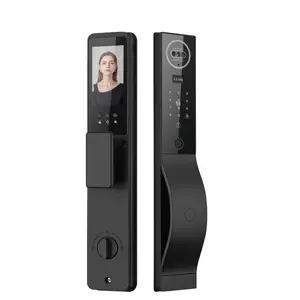 Fully Automatic Smart Door Lock with 8 Unlocking Methods (Fingerprint/Key//Alarm/Backup), 22-Language Voice Support,, - Modern Lock Compatible with Door Frames, Home Security System Entry Door Locks