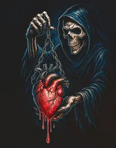 Halftone Skull Design for Black Fabric Ready to Press Heat Transfer DTF Transfer Direct to Film for Cotton & Polyester