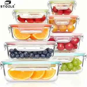 8-piece Borosilicate Glass Storage Containers with Lids, Leakproof Glass Containers for Pantry & Fridge