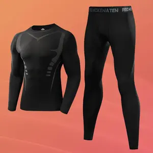 Sports Suit Men's Track Suit Set Running Gym Clothes Quick-Dry Tight-Fit Equipment High-Elastic Quick-Dry Athletic Wear with Compression Shorts & Full-Length Tight Pants Morning Jogger Night Training Autumn Sports Suit
